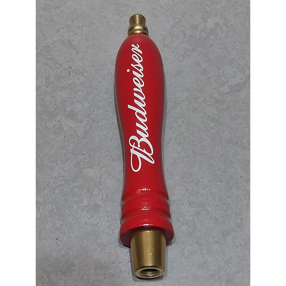 Vintage 2001 Budweiser Red & Gold Wooden Beer Tap Handle